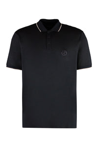 Short sleeve cotton blend polo shirt